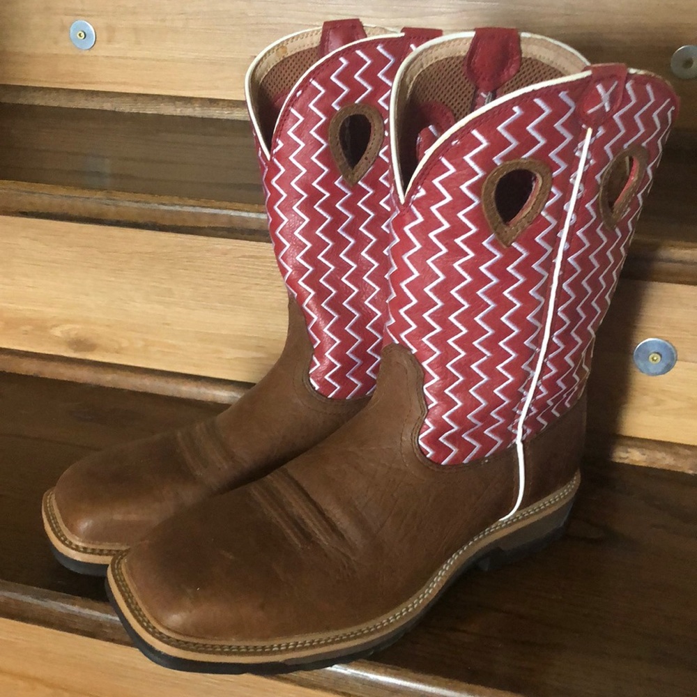 Twisted X Men's Distressed Saddle Wide Square Toe Work Boot (Only worn once!!)